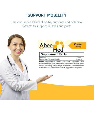 AbeeMed Cream Bee Venom Apitoxin for Aches - Menthol - Histamine DHCL - Bee Polen - Chamomile - Support for Neck and Backache - Supports Joint & Muscle Discomfort - Sprains Bruises and Strains V2 - Buy Online on GoSupps.com