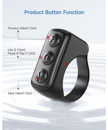 Bluetooth Remote Control with Ring Design for TikTok, Page Turner, Rechargeable, iOS/Android Compatible - Black - Buy Online on GoSupps.com