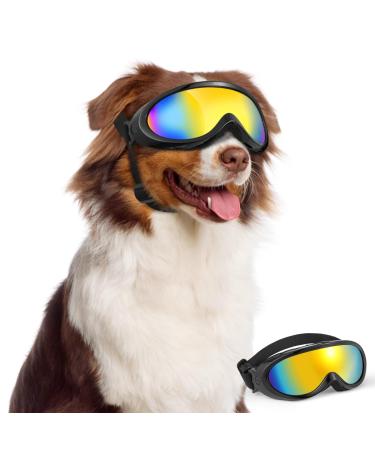 Lewondr sunglasses for dogs UV safety glasses dogs windproof anti -fitting glasses waterproof dog glasses with adjustable rubber band & sponge cushion for medium -sized & large dogs outdoors black single lenses - Buy Online on GoSupps.com