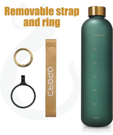 Opard 1L/800ml BPA-Free Water Bottle | Time Marking Sports Bottle | Outdoor Safe Dark Green Rope Version - Buy Online on GoSupps.com