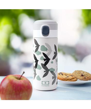 MONBENTO Insulated Bottle MB Pop Birds 360ml - Leakproof, Hot/Cold 12 Hours - Kids School/Park or Adult Handbag - BPA Free - Green Graphic Birds - Buy Online on GoSupps.com