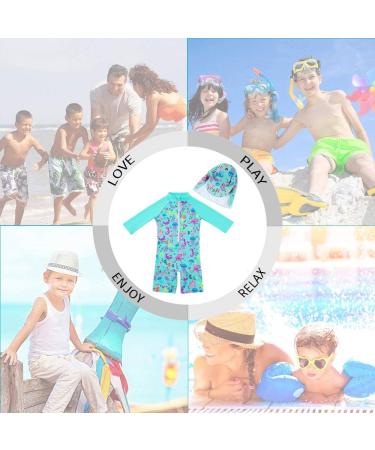 UPF 50+ Green Baby Girl One Piece Swimwear Suit with Sun Hat 6-9 Months | UPandFast Toddler Swimsuit - Buy Online on GoSupps.com