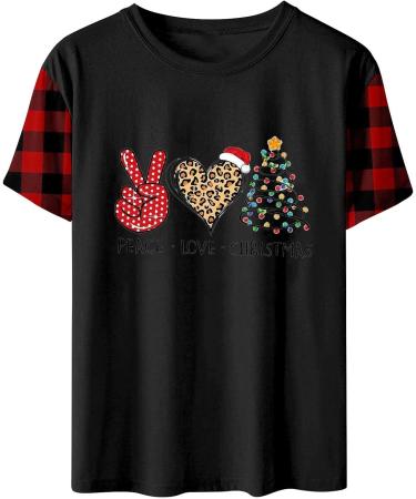 Yihaojia Plus Size Merry Christmas Shirts Women Funny Christmas Plaid Shirts Letter Print Long Sleeve Graphic Tee Shirts Black#99 4X-Large - Buy Online on GoSupps.com