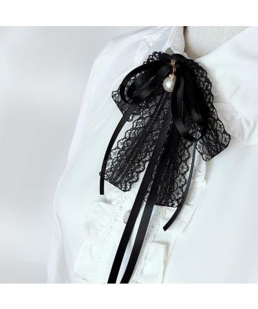 Soimiss Pink Pearl Tie Brooch Pin - Lace Accessories for Women | Perfect for Parties & Graduations | Versatile Black & Red Fly Reversal Pin - Buy Online on GoSupps.com