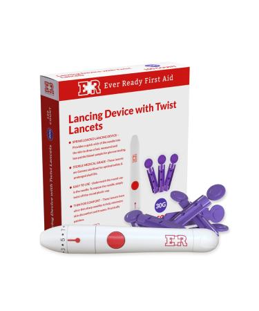 Ever Ready First Aid Lancing Device with 100 30 Gauge Twist Lancets for Blood Sugar Testing - Buy Online on GoSupps.com