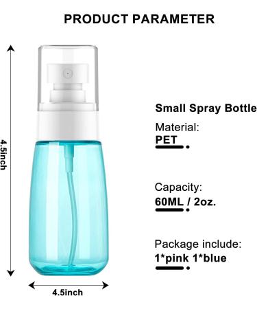 Small Spray Bottle Travel Spray Bottle 2 Pack Fine Mist Spray Bottle for Essential Oils Refillable Travel Containers Plastic Hair Spray Bottle Sprayer for Perfume Skincare Makeup Lotion (2oz 60ml) - Buy Online on GoSupps.com