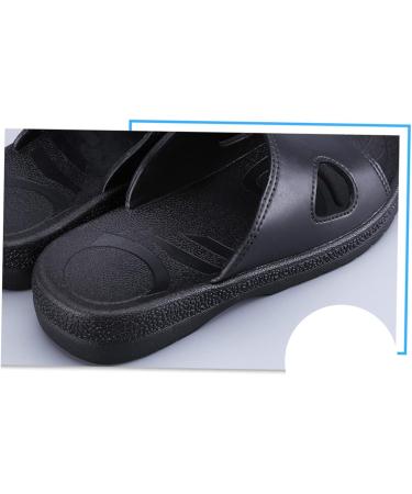 Veemoon Black Leather Slides - Anti-static Couple Slippers and Work Shoes - Buy Online on GoSupps.com