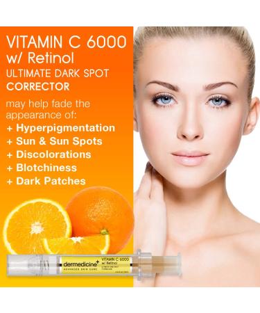 Vitamin C 6000 & Retinol Dark Spot Corrector Serum | Fade Pigmentation & Smooth Wrinkles with Seaweed & Hyaluronic Acid - Buy Online on GoSupps.com