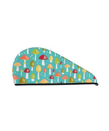 Mushrooms Microfiber Hair Towel Soft Super Absorbent Hair Towel Wrap for Women Coral Velvet Quick Dry Hair Cap for Long Curly and Thick Hair