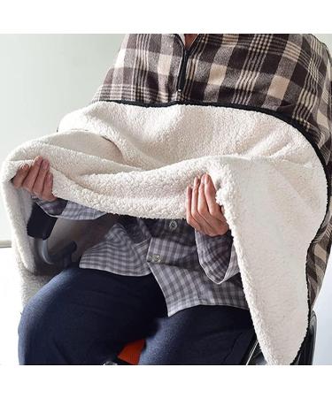 Wheelchair Zip Blanket Fleece Hood Wheelchair Water Proof Cloak Keep Warm Shawl Double Layer Thick Cloth Shawl Thermal Blanket Winter Wheelchair Cover Clothing for Disabled Elderly - Buy Online on GoSupps.com