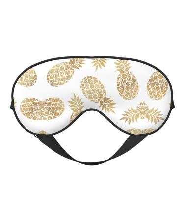 Golden Pineapple Background Sleep Eye Mask - Soft Blocks Light Elastic Nighttime Blindfold Ideal for Plane Travel Eliminate Fatigue Golden Pineapple Background 1 Count (Pack of 1)