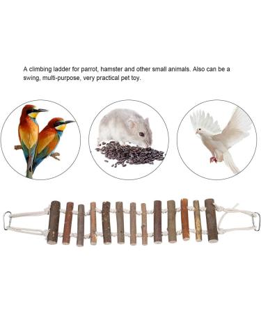 24in Natural Rope Parrot Ladder Toy for Birds - Ideal for African Grey, Cockatoo, Cockatiel, Conure, Budgie, Parakeet - Flexible Wooden Bridge Swing for Hamsters - Buy Online on GoSupps.com