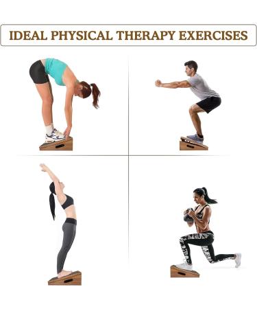 Professional Slant Board Calf Stretcher - Adjustable Incline Stretch Squat Wedge - Wooden Physical Therapy Equipment for Achilles Stretch - Brown - Buy Online on GoSupps.com