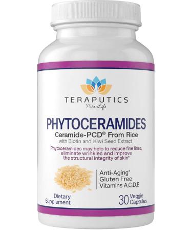 Phytoceramides Ceramide-PCD Made From Rice - w/ Biotin and Kiwi Seed - Non GMO Gluten Free Hair Skin and Nails Vitamin Reduce Fine Lines & Wrinkles Strengthen Hair & Nails 30 Veggie Capsules - Buy Online on GoSupps.com