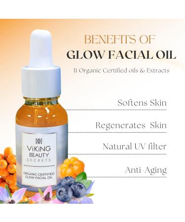 Organic Glow Facial Oil | Hydrating Face Oil with 11 Organic Oils & Nordic Berries | Unisex Face Oil - 0.5 fl oz - Buy Online on GoSupps.com
