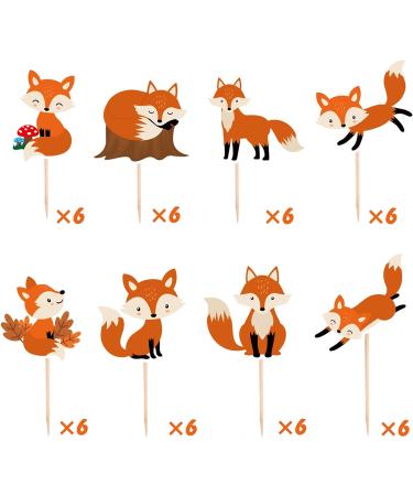 Orange Glitter Dessert Cupcake Topper Animal Fox Theme Baby Shower Boy Girl Happy Birthday Party Theme Decor Supplies - Buy Online on GoSupps.com