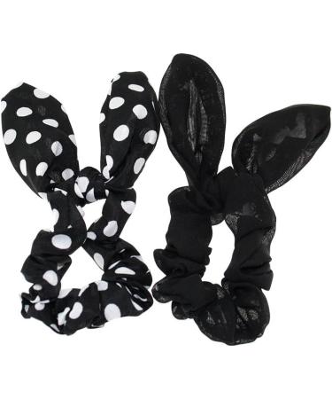 Zac's Alter Ego Set of 2 Bunny Shape Scrunchies - 1 Plain & 1 Polka Dot Black - Buy Online on GoSupps.com