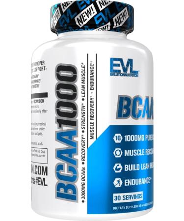 BCAAs Amino Acids for Men - EVL 2:1:1 5g Capsules | Post Workout Recovery & Lean Muscle Builder - BCAA1000 Supplement | 30 Servings - Buy Online on GoSupps.com