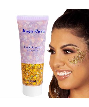 Hair Gel Body Gel Face Gel for Body and Face Hair Nail Body Gel Sparkling Body Gel for Women Fulenyi Gold 2#