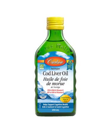 Carlson Labs Wild Norwegian Cod Liver Oil Natural Lemon Flavor 1000 mg  8.4 fl oz (250 ml)