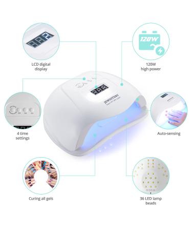 JEWHITENY 36 PCS Gel Nail Polish Kit with 120W UV Nail Lamp - 33 Colors Gel Polish Set with Manicure Tools - All-In-One Nail Gel Kit - Buy Online on GoSupps.com