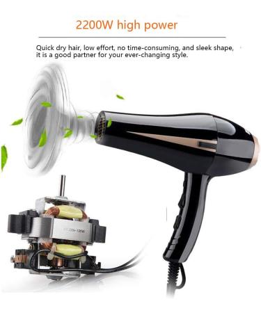 Hair Dryer Professional Ionic Hairdryer 2200W Salon Fast Blow Dryers 3 Heat 2 Speed Settings Low Noise Hair Dryer Powerful AC Motor with Hair Diffusers and 2 Nozzle for Home & Salon Small Gift - Buy Online on GoSupps.com