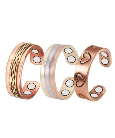 EnerMagiX Magnetic Copper Rings for Women or Men Copper Ring with 2 Magnets Adjustable Size Women's Day Gift for Mom Wife