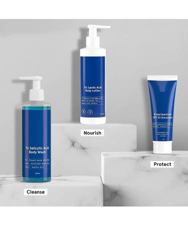 1% Salicylic Acid Bodywash 375 mL with Loofah & 5% Lactic Acid Lotion 200 mL for Women | Helps to Prevent Body Acne Cleanses Skin & Nourishes Skin | Paraben and SLS Free - Buy Online on GoSupps.com
