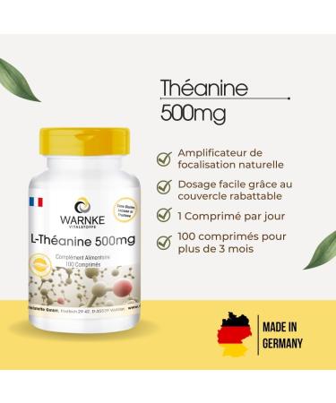L-Theanine tablets - 500mg - vegan - 100 tablets - Amino acids | Warnke Vitalstoffe - Quality from German pharmacies - Buy Online on GoSupps.com