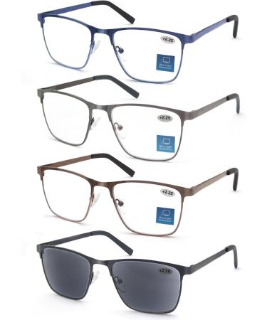 Buy MODFANS 4 Pack Reading Glasses for Men - Blue Light Filter Metal Frame Rectangle Style Stainless Steel +1.50 - Stylish & Comfortable - Buy Online on GoSupps.com