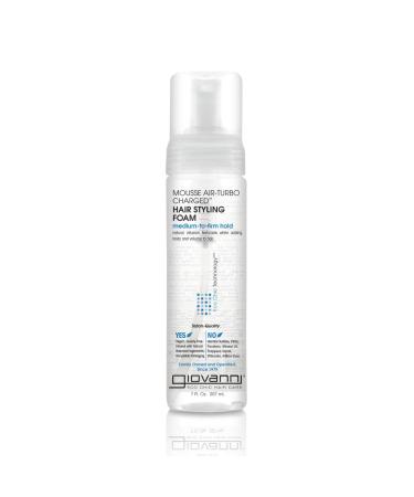 GIOVANNI Mousse Air-Turbo Charged  Hair Styling Foam - Lightweight for Natural Curls  Medium to Firm Hold  Add Texture & Shine  Wash & Go  Curly Hair Products  No Parabens  Color Safe - 7 oz