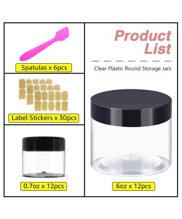 24 Pack 6oz Small Plastic Containers with Lids + 20g Cosmetic Sample Jars - Ideal for Lip Scrub, Body Butters, Slime - Craft Storage with Black Lids - Buy Online on GoSupps.com