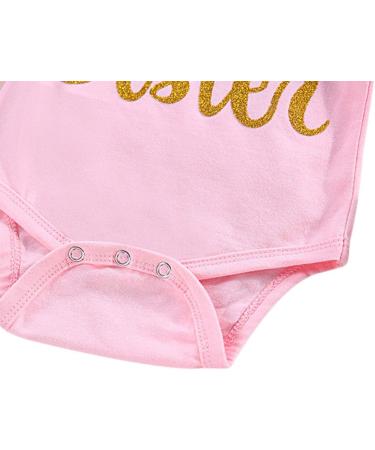 ChYoung Baby Girl Clothes Set | Newborn Little Sister Romper Top, Rose Printed Pant & Headband | 3 Pieces | 12-18 Months | Pink-Floral - Buy Online on GoSupps.com