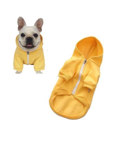 Meioro zipper hooded pets dog cat clothing cute pet clothing warm hooded French bulldog pug siberian husky (5xl yellow) 5xl yellow