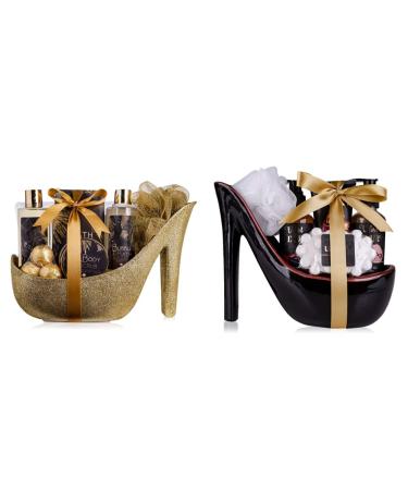 Accentra luxury swimming set gift set in beautiful golden glitter pumps & velvet luxury swimming set gift set in beautiful ceramic pump black-red bundle with Velvet Luxury Bathing set