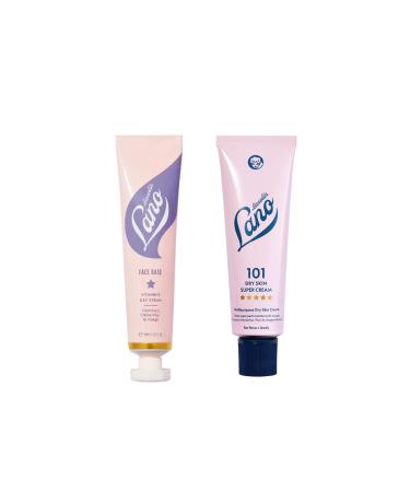 Lanolips Daily Barrier Duo 101 Dry Skin Super Cream (2.02 oz) & Face Base Lanolin & Vitamin E Face Cream (2.02 oz) All-Over & Daily Hydration