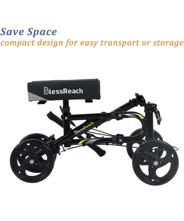 BlessReach Economy Knee Scooter - Steerable Knee Walker for Foot Injuries - Compact Crutch Alternative with Dual Braking System (Black) - Buy Online on GoSupps.com