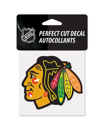 NHL Chicago Blackhawks 21863010 Sticker Perfect Cut 4" x 4" Black Chicago Blackhawks 4" x 4" Black