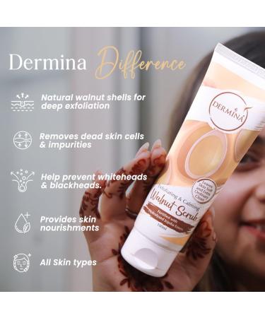 Der mina Exfoliating & Calming Walnut Scrub Fortified with Hydrolyzed Jojoba Esters for Deep Exfoliation Remove Blackheads & Dead Skin Cells and Moisturizes Skin - 100ml - Buy Online on GoSupps.com