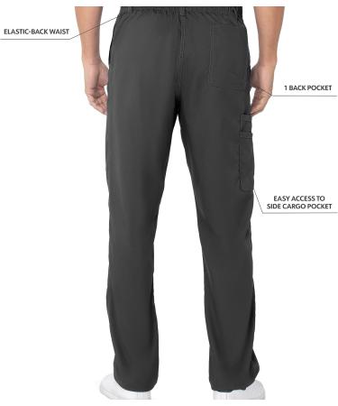 Landau Proflex Men's 6-Pocket Scrub Pants - Tailored Fit, Comfort Stretch, Large, Black - Buy Online on GoSupps.com