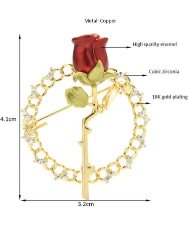 Pin Jewelry Gifts for Women Ladies Fashion Accessories Enamel Wreath Rose Brooch Rhinestone Flower Party Brooch Banquet Brooch Brooches & Pins - Buy Online on GoSupps.com