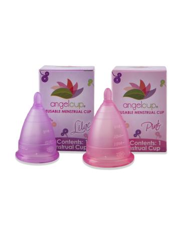 Small Lilac and Large Pink Angelcup Menstrual Cup Pack