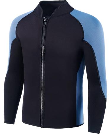 Flexel Neoprene Wetsuit Jacket Men | Windproof Thermal Wet Suit Top for Snorkeling, Scuba Diving, Kayaking | X-Large - Ice Blue - Buy Online on GoSupps.com