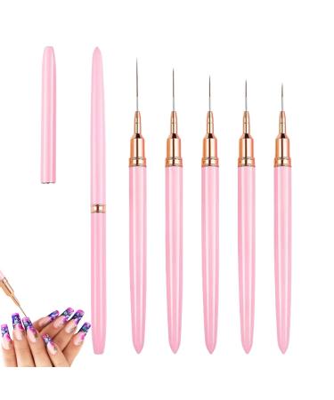 5 Pieces Nail Art Liner Brushes Long Set Nail Art Liner Brushes Striping Nail Art Brushes Fine Painting Cap Pens Kit Nail Painting Brushes Thin Nail Art Brushes Nail Art Brush Sizes 7/9/11/15/20mm