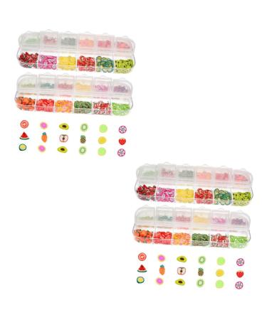 Healeved 4 Boxes 12 Polymer Clay Sequins Manicures Accessories Flower Stickers for Nails Nail Slices Fruit Lemon Stickers Fruit Slice Nails Nail Art Supplies 3d Crystal Mud Soft Pottery