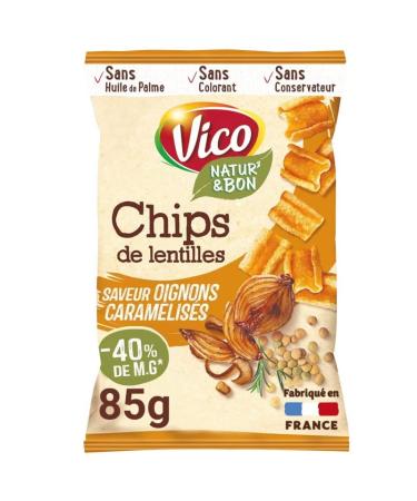 D lice croustillant ! Chips de lentilles VICO oignons caram lis s 85g - Id al ap ro - Saveur intense - Epicerie sal e & Biscuits sal s - Le Lot De 4