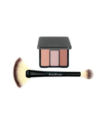 EVE PEARL Blush Trio Blush Palette Long Lasting Skincare Makeup And Dual 204 Fan Highlighter Hypoallergenic Brush Set Make up Kit- Sweet Cheeks