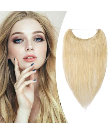 Elailite 45 cm hair part real hair with wire 65g invisible thread hair extension extensions remy smooth wire human hair 18 "1 tresse #24 natural blonde