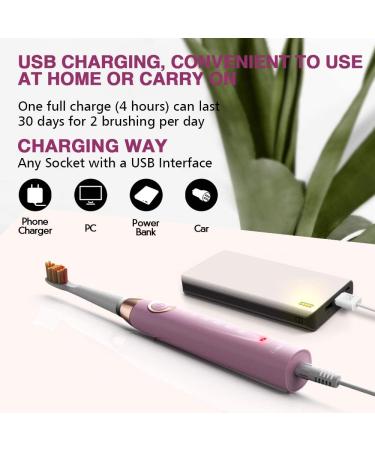 Dnsly Ultrasonic Toothbrush with 5 Modes and 8 Brush Heads - Sonic Cleaning and Whitening Toothbrush with Smart Timer and Travel Case - Rechargeable for 30 Days Use (Pink) - Buy Online on GoSupps.com