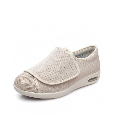 Yytcsjz Women's Diabetic Shoes with Adjustable Clusure Strape Lightweight Wide Width Adjustable Edema Sneakers for Swollen Feet (Color : Beige Size : 10.5) 10.5 Beige